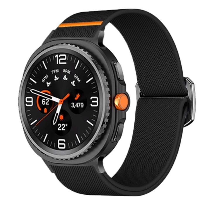 Bild 2, Galaxy Watch 8 46/44/40 mm Armband Justerbart Nylon Svart