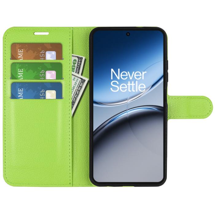 Bild 2, OnePlus Nord 4 Fodral Litchi Läder Grön