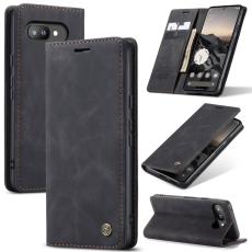 CASEME Google Pixel 9a Fodral Flip Retro L&auml;der Svart