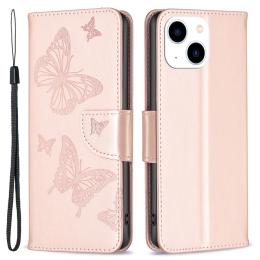 iPhone 15 Fodral Med Tryckta Fjärilar Roséguld