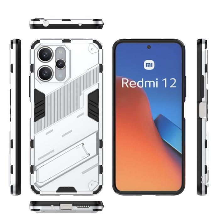 Bild 6, Xiaomi Redmi 12 5G/4G Skal Kickstand Hybrid Armor Vit