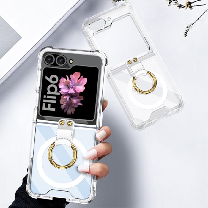 Bild 2, GKK Galaxy Z Flip 6 / 7 FE Skal Med Ringhållare Magsafe Transparent