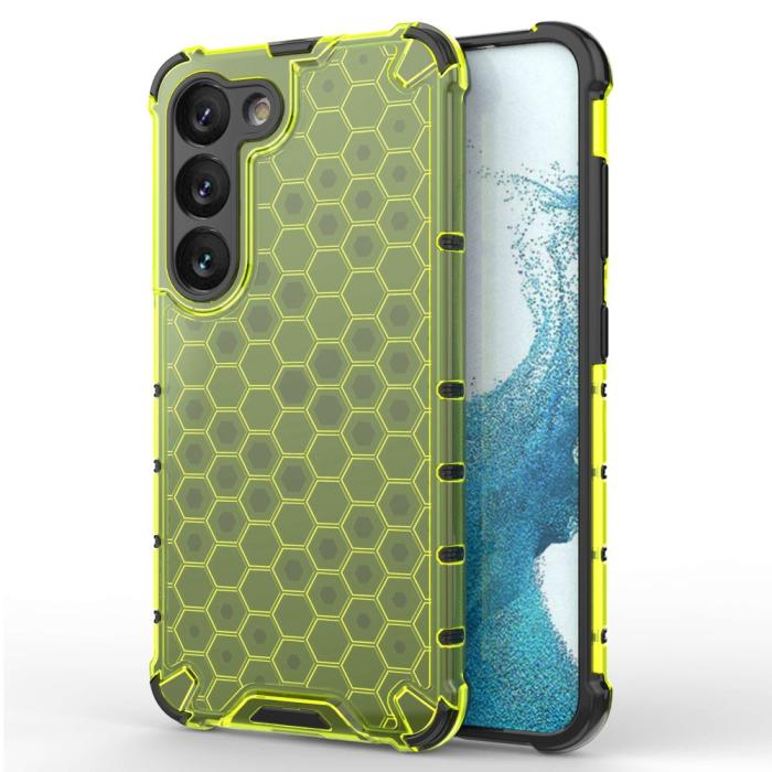 Bild 1, Samsung Galaxy S23 Skal Shockproof Honeycomb Textur Grön