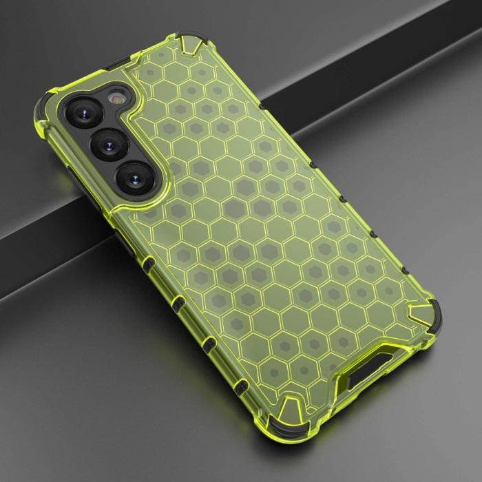 Bild 2, Samsung Galaxy S23 Skal Shockproof Honeycomb Textur Grön