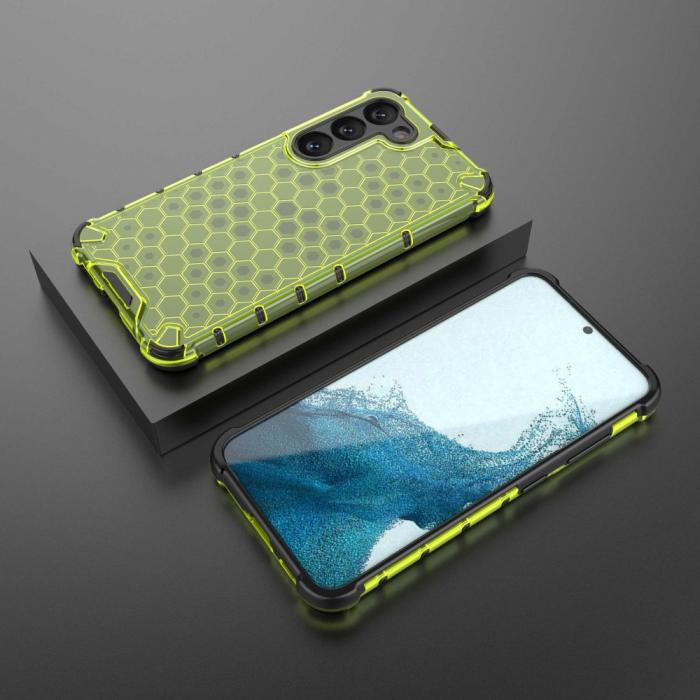 Bild 3, Samsung Galaxy S23 Skal Shockproof Honeycomb Textur Grön
