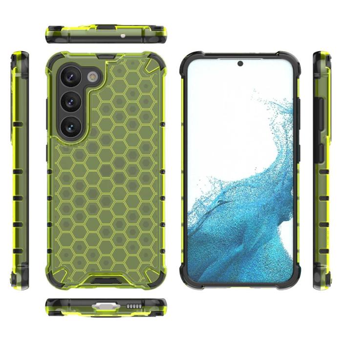 Bild 4, Samsung Galaxy S23 Skal Shockproof Honeycomb Textur Grön