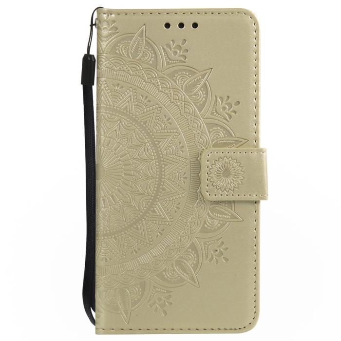 Bild 6, iPhone 17e / 16e Fodral Mandala Läder Guld