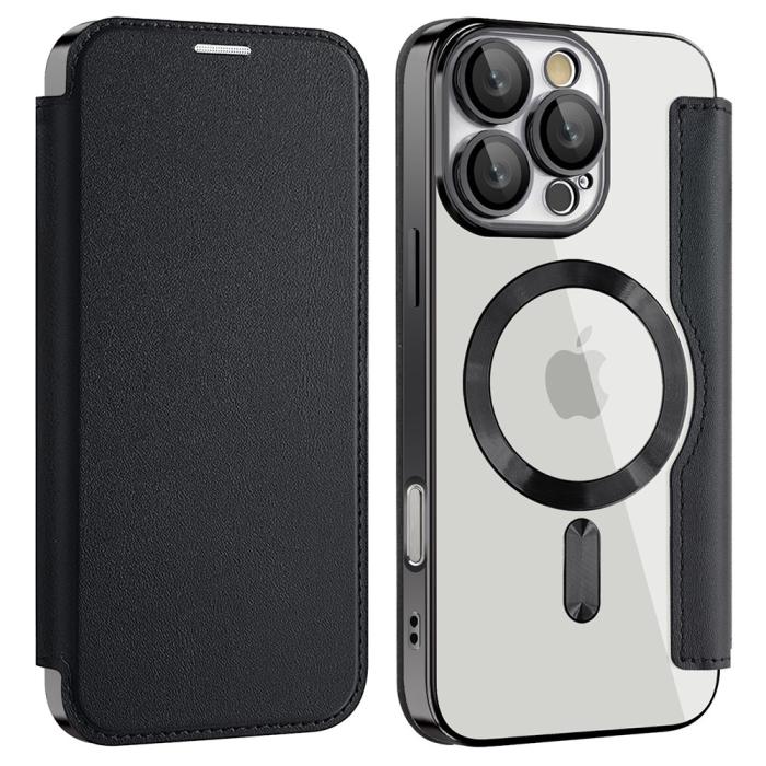Bild 1, iPhone 16 Pro Max Fodral MagSafe Flip Läder RFID Svart