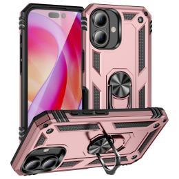 iPhone 16 Skal Shockproof Hybrid Ring Roséguld