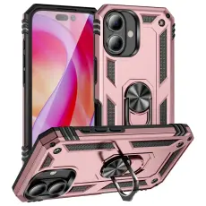iPhone 16 Skal Shockproof Hybrid Ring Ros&eacute;guld