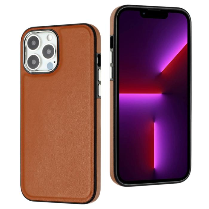 Bild 2, iPhone 15 Pro Max Skal Läder Belagt Brun