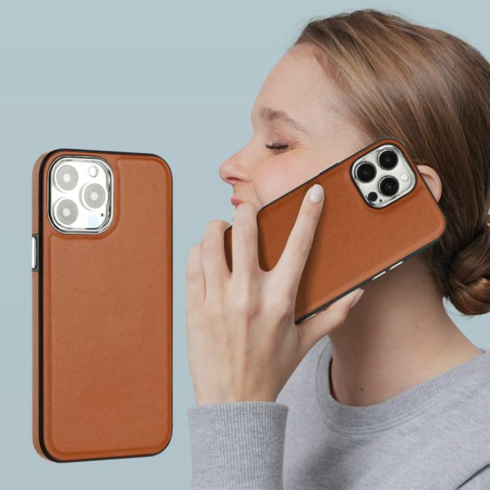 Bild 5, iPhone 15 Pro Max Skal Läder Belagt Brun