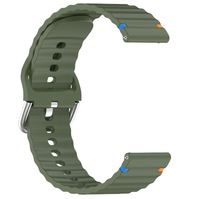 Bild 3, Klockarmband 20 mm Silikon Wave Design Militär Grön