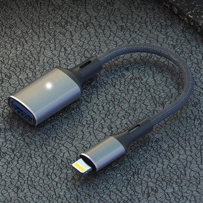 Bild 2, Lightning till USB-A Kabeladapter Svart