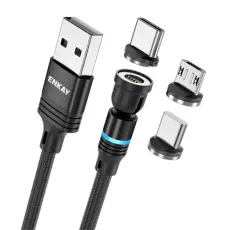 ENKAY 1 m 3in1 USB-C / Lightning / MicroUSB 360&deg; Magnetkabel