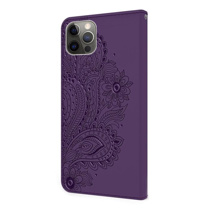 Bild 3, iPhone 13 Pro Max - Flower Mandala Läder Fodral - Lila