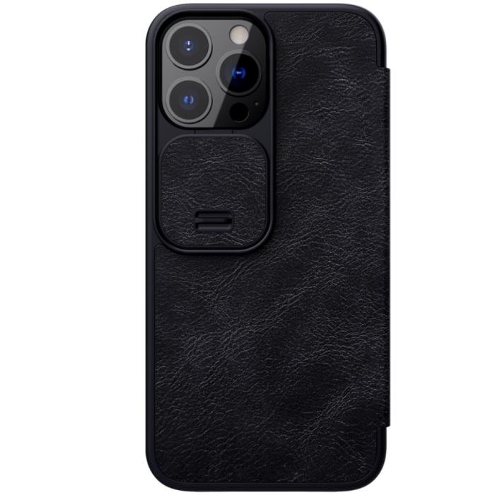 Bild 3, iPhone 13 Pro Max - NILLKIN Qin CamShield Läder Fodral - Svart