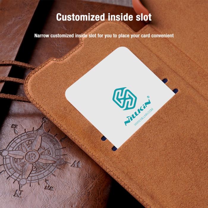 Bild 6, iPhone 13 Pro Max - NILLKIN Qin CamShield Läder Fodral - Svart