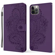 iPhone 13 Pro Max - Flower Mandala L&auml;der Fodral - Lila