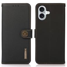 KHAZNEH iPhone 16 Fodral Äkta Läder Svart