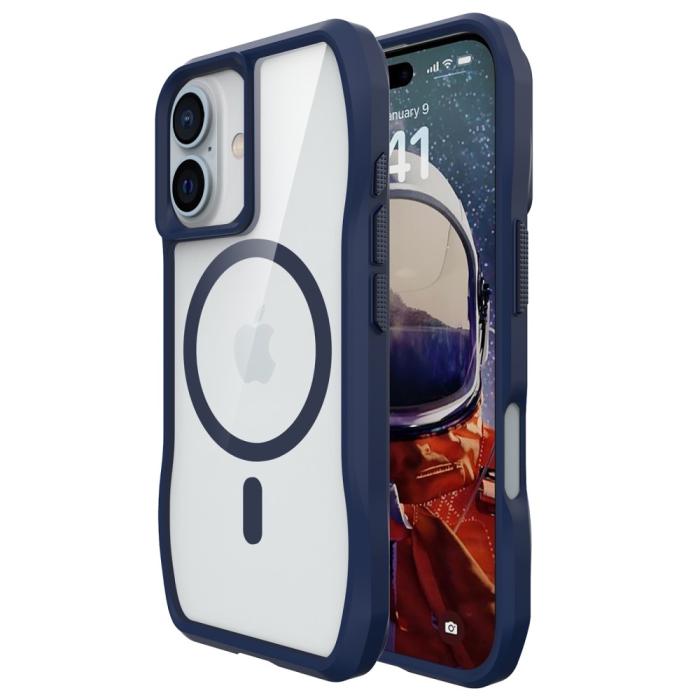 Bild 2, iPhone 16 Plus Skal MagsSafe Hyrbid Mörk Blå