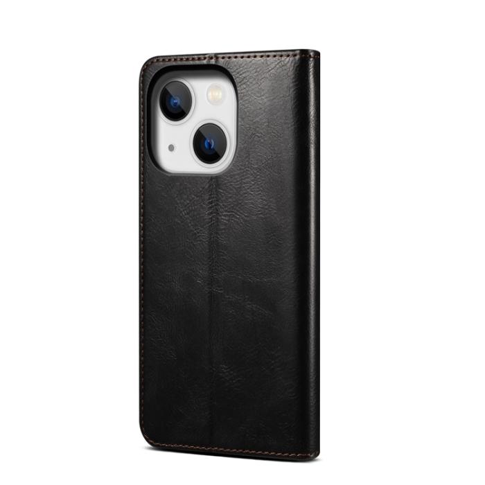Bild 3, iPhone 14 Plus Fodral Flip Crazy Horse Svart