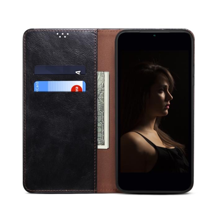 Bild 4, iPhone 14 Plus Fodral Flip Crazy Horse Svart