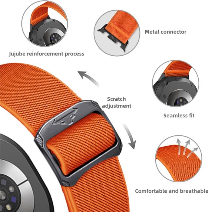 Bild 4, Galaxy Watch 8 46/44/40 mm Armband Justerbart Nylon Svart