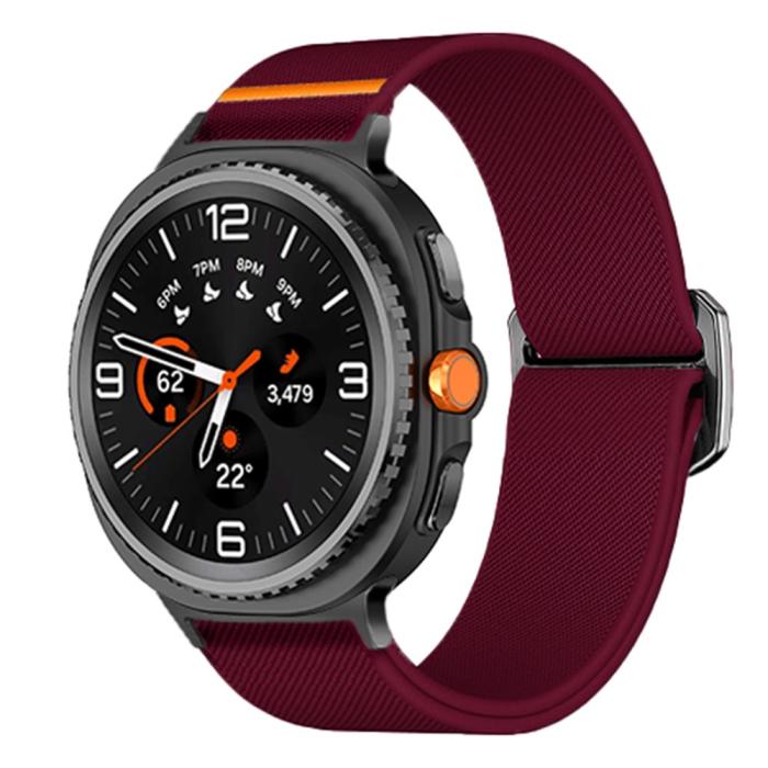 Bild 2, Galaxy Watch 8 46/44/40 mm Armband Justerbart Nylon Vinröd