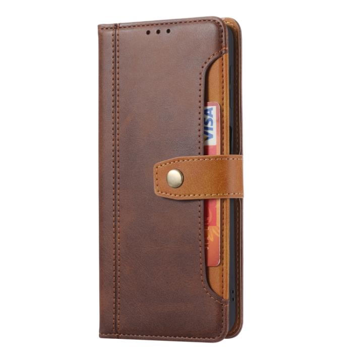 Bild 2, Samsung Galaxy S21 FE Fodral Premium Med Frontficka Brun