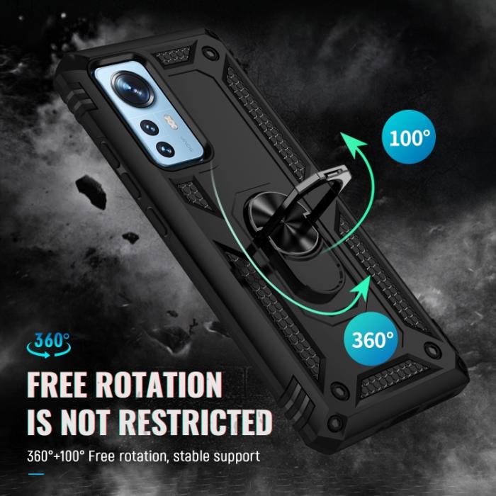 Bild 3, Xiaomi 12 Pro Skal Ring Hybrid Armor Svart