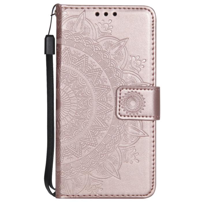 Bild 5, iPhone 17e / 16e Fodral Mandala Läder Roséguld