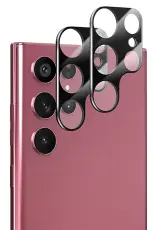 [2-Pack] Samsung S22 Ultra Linsskydd I H&auml;rdat Glas - Svart