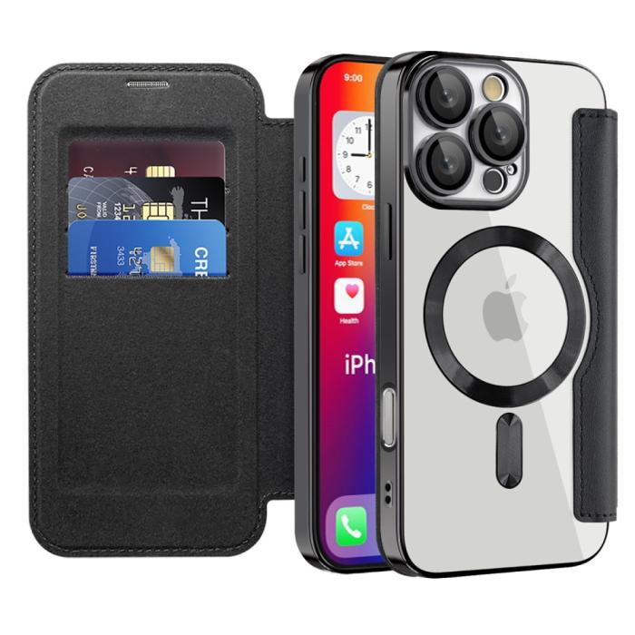 Bild 2, iPhone 16 Pro Max Fodral MagSafe Flip Läder RFID Svart