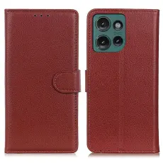 Motorola Edge 50 Neo Fodral Litchi Läder Brun