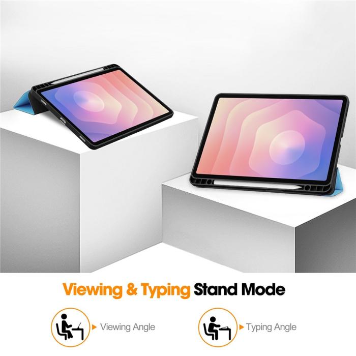 Bild 6, Samsung Galaxy Tab S11 Fodral Tri-Fold Läder Blå