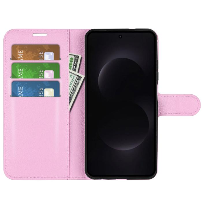 Bild 5, Samsung Galaxy S26 Ultra Fodral Litchi Läder Ljus Rosa