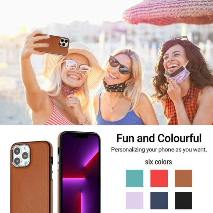 Bild 6, iPhone 15 Pro Max Skal Läder Belagt Brun