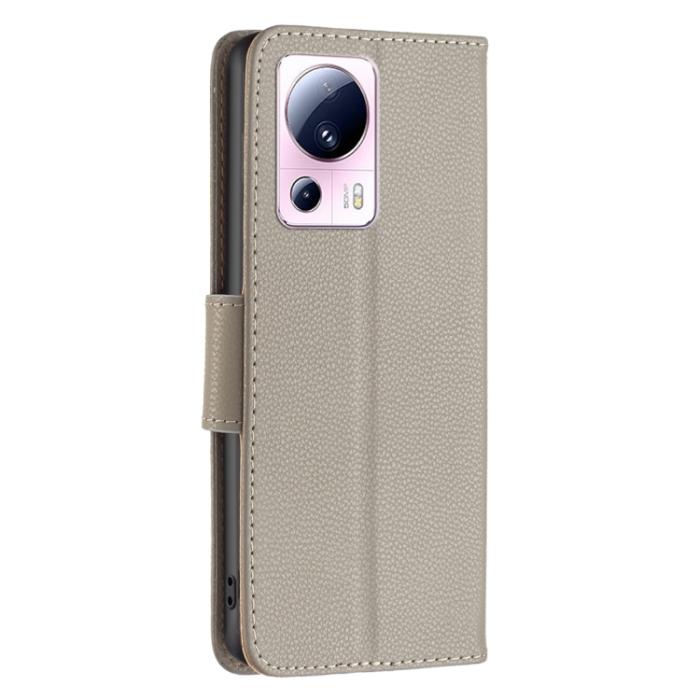 Bild 3, Xiaomi 13 Lite 5G Fodral Litchi Shark Läder Grå