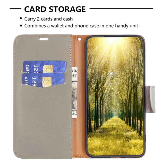 Bild 4, Xiaomi 13 Lite 5G Fodral Litchi Shark Läder Grå