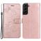 Samsung Galaxy S22 Plus Fodral Fjärilar Tryckt Läder Roséguld