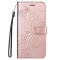 Samsung Galaxy S22 Plus Fodral Fjärilar Tryckt Läder Roséguld