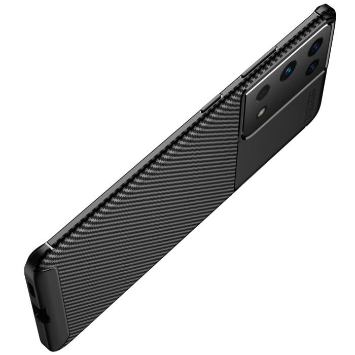 Bild 5, Samsung Galaxy S21 Ultra - Kolfiber Textur Skal - Svart