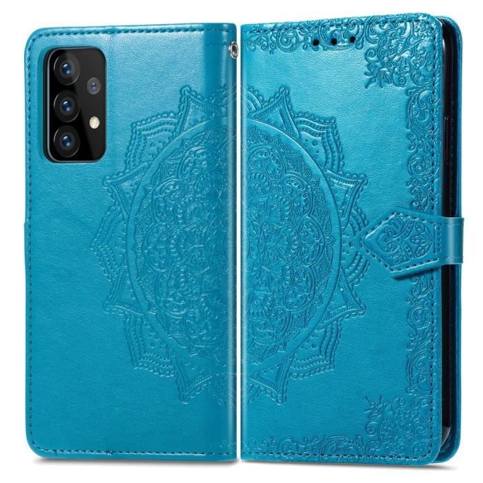 Bild 2, Samsung Galaxy A52 / A52s - Mandala Läder Fodral - Blå