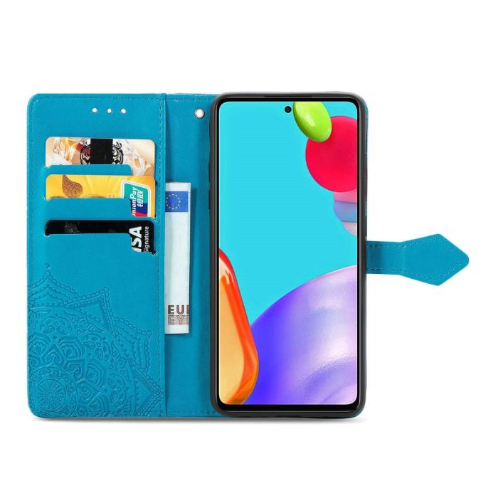 Bild 3, Samsung Galaxy A52 / A52s - Mandala Läder Fodral - Blå