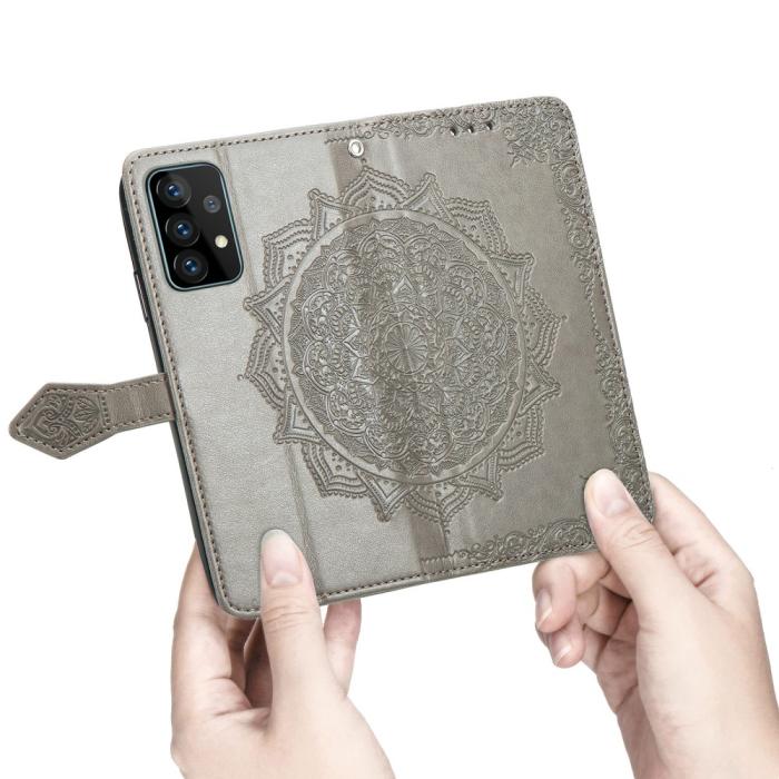Bild 5, Samsung Galaxy A52 / A52s - Mandala Läder Fodral - Grå