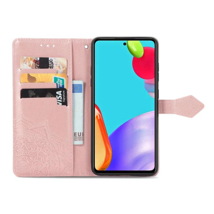 Bild 4, Samsung Galaxy A52 / A52s - Mandala Läder Fodral - Roséguld