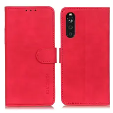 Sony Xperia 10 III - KHAZNEH Retro Läder Fodral - Röd