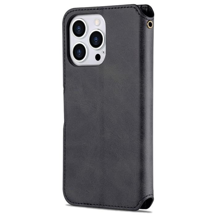 Bild 3, iPhone 13 Pro Max - AZNS Slim Läder Fodral - Svart