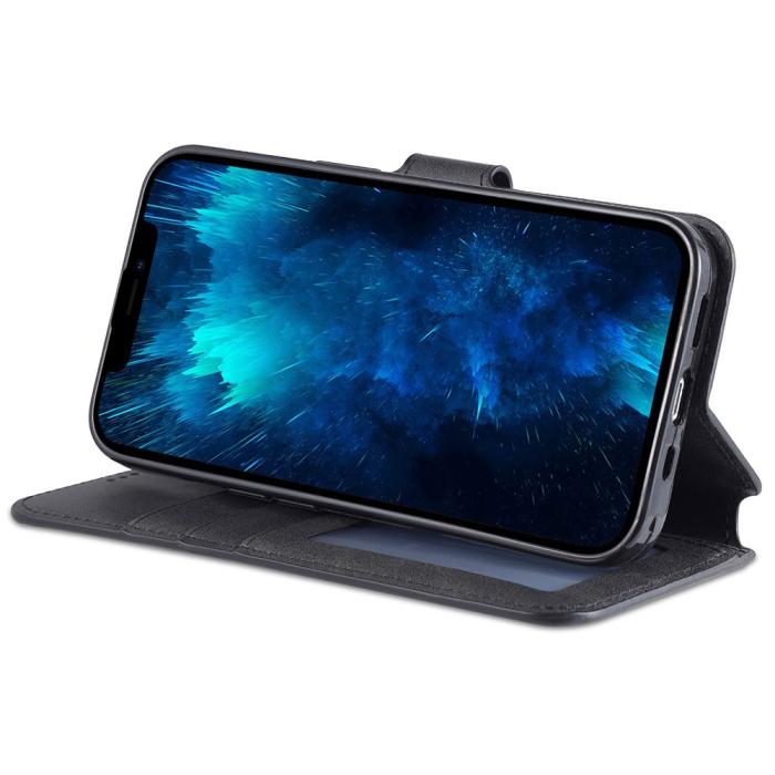 Bild 5, iPhone 13 Pro Max - AZNS Slim Läder Fodral - Svart